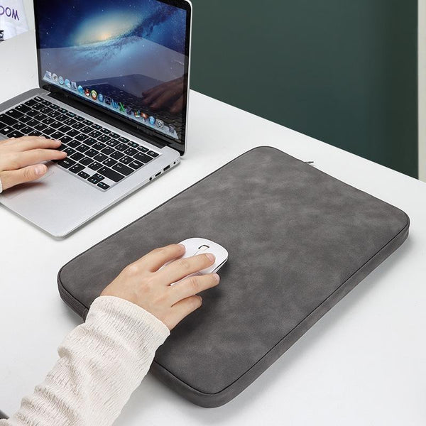 Parallel Deals Lightweight Waterproof Lambskin Laptop Sleeve Fits 14.1 15.4 Inches Deep Gray With Bag Laptop Cases & Bags