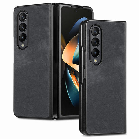 For Samsung Galaxy Z Fold4 5G Pu Back Cover Solid Colour Black Cases Covers & Skins