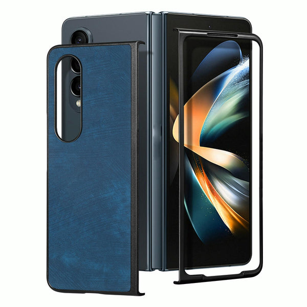 For Samsung Galaxy Z Fold4 5G Pu Back Cover Solid Colour Blue Cases Covers & Skins