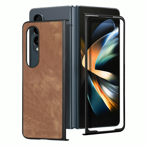 For Samsung Galaxy Z Fold4 5G Pu Back Cover Solid Colour Black Cases Covers & Skins