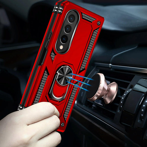 Tpu Pc Shockproof Phone Case For Samsung Galaxy Z Fold4 5G Red Other Mobile Accessories