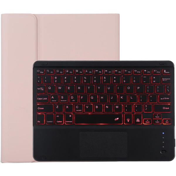 Bluetooth Tablet Case For Ipad 10.2 / Air 2019 With Touch Pad & Backlight Pen Holder Detachable Microfiber Leather Pink Laptop Cases & Bags