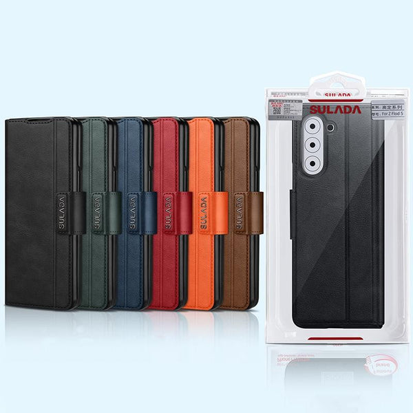 For Samsung Galaxy Z Fold4 5G Magnetic Snap Leather Flip Case All Inclusive Orange Cases Covers & Skins