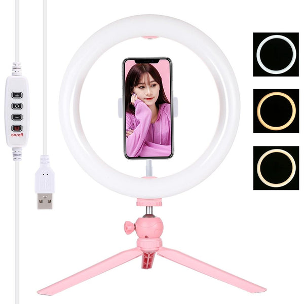 10.2 Led Ring Light With Tripod And Phone Clamp 3 Modes Dual Colour Temperature Dimmable Other Lighting & Studio