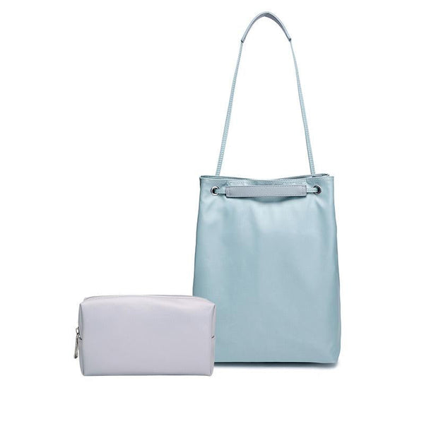 Parallel Large Apple Macbook Shoulder / Messenger Bag Handheld Lake Blue + Gray Pu Power Laptop Cases & Bags