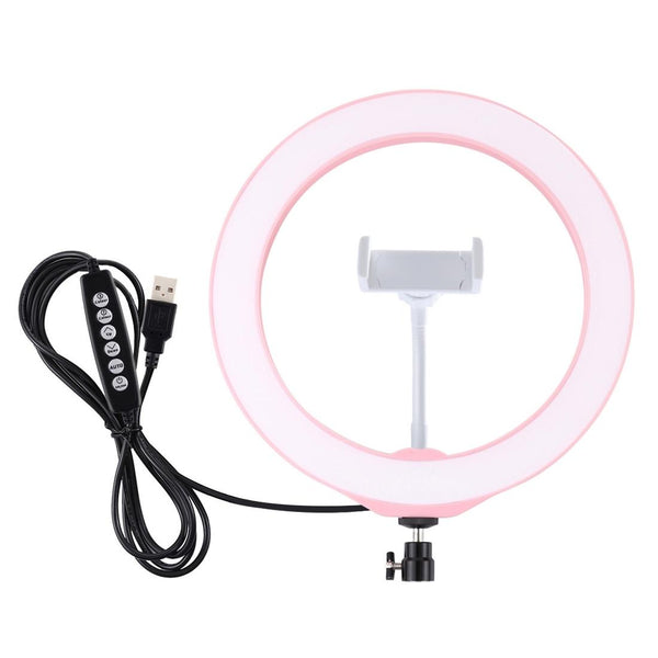 10.2 Usb Led Ring Light With Modes Cold Shoe Tripod & Phone Clamp_Pink Other Lighting & Studio
