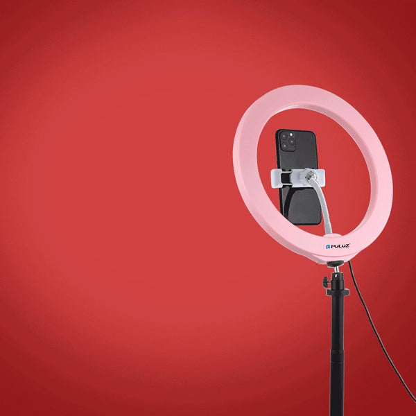 10.2 Usb Led Ring Light With Modes Cold Shoe Tripod & Phone Clamp_Pink Other Lighting & Studio
