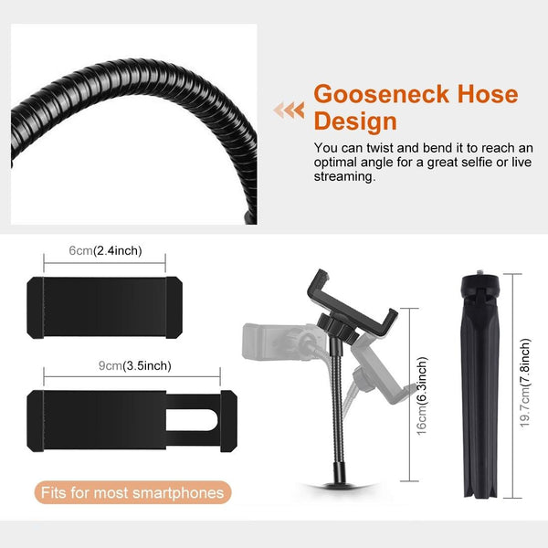 7.9 Led Ring Light With Tripod And Phone Clamp 3 Modes Dimmable Dual Colour Temperature Selfie Lights