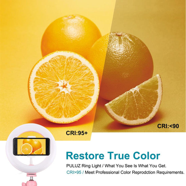 7.9 Led Ring Light With Tripod And Phone Clamp 3 Modes Dimmable Dual Colour Temperature Selfie Lights