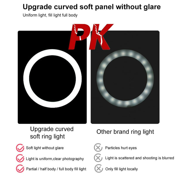 7.9 Led Ring Light With Tripod And Phone Clamp 3 Modes Dimmable Dual Colour Temperature Selfie Lights