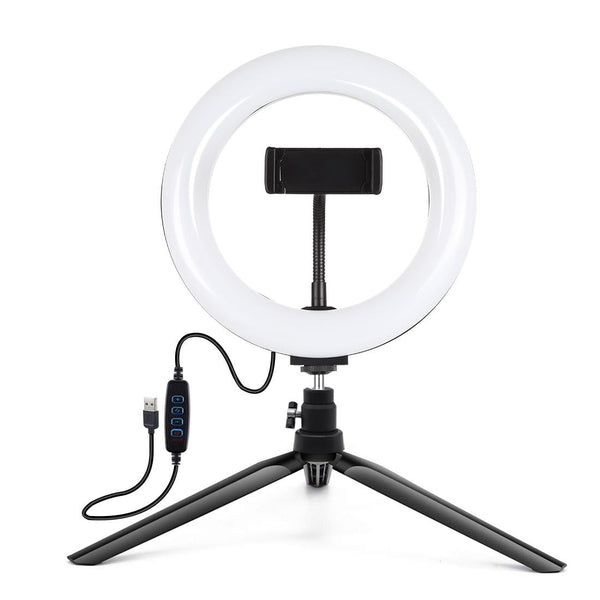 7.9 Led Ring Light With Tripod And Phone Clamp 3 Modes Dimmable Dual Colour Temperature Selfie Lights