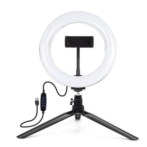 7.9 Led Ring Light With Tripod And Phone Clamp 3 Modes Dimmable Dual Colour Temperature Selfie Lights