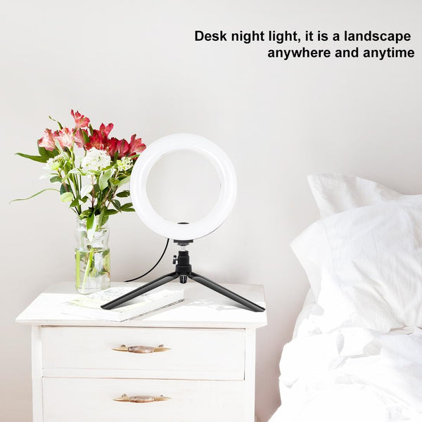 7.9 Led Ring Light With Tripod And Phone Clamp 3 Modes Dimmable Dual Colour Temperature Selfie Lights