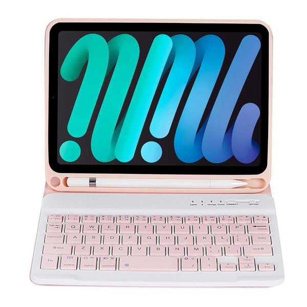 Ultra Thin Bluetooth Keyboard Tablet Case For Ipad Mini 6 With Stand And Pen Slot Candy Colour Pink Laptop Cases & Bags