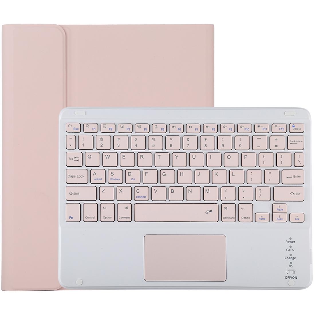 Bluetooth Keyboard & Tablet Case For Ipad 10.2 / Air 2019 Detachable Touch Pad Pen Slot Holder Pink Leather Keyboards
