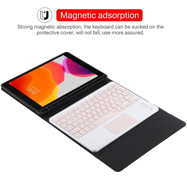 Bluetooth Keyboard & Tablet Case For Ipad 10.2 / Air 2019 Detachable Touch Pad Pen Slot Holder Pink Leather Keyboards