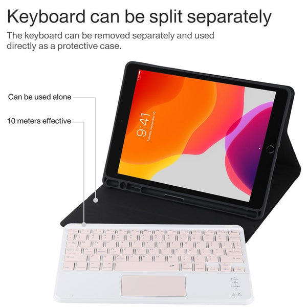 Bluetooth Keyboard & Tablet Case For Ipad 10.2 / Air 2019 Detachable Touch Pad Pen Slot Holder Pink Leather Keyboards