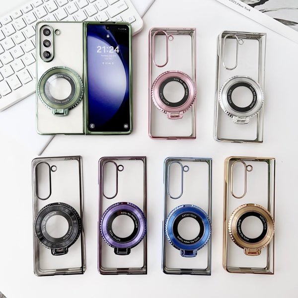 For Samsung Galaxy Z Fold4 5G Shockproof Magsafe Holder Rotating Plating Phone Case Purple Cases Covers & Skins