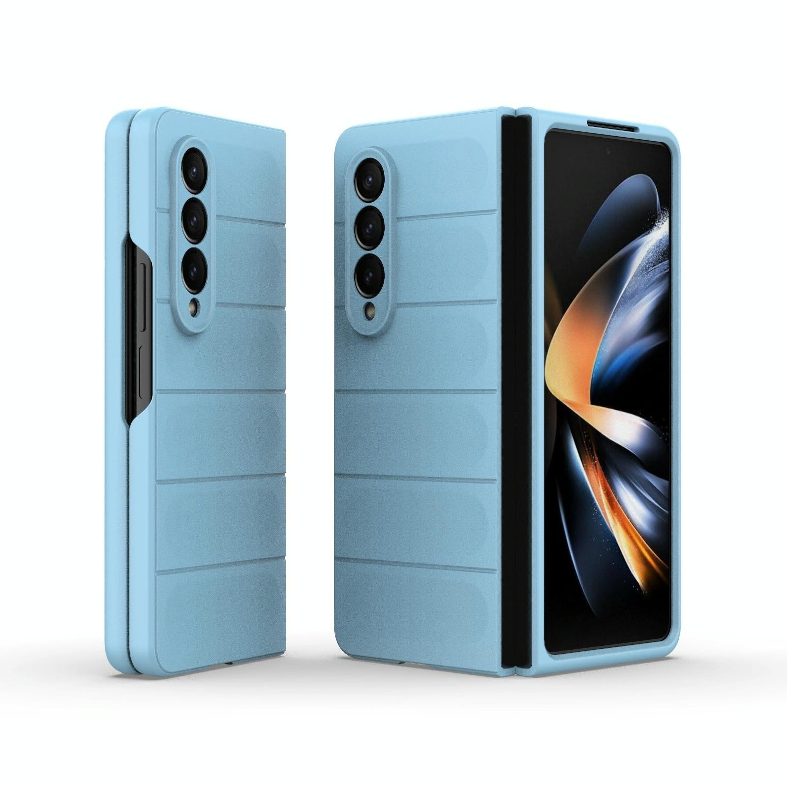 For Samsung Galaxy Z Fold4 5G Foldable Shockproof Phone Case With Magic Shield Slim Design Light Blue Other Mobile Accessories