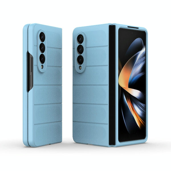 For Samsung Galaxy Z Fold4 5G Foldable Shockproof Phone Case With Magic Shield Slim Design Light Blue Other Mobile Accessories
