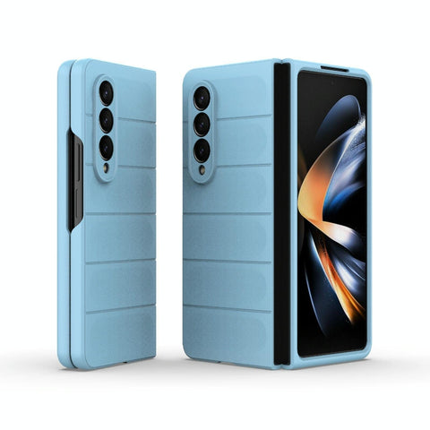 For Samsung Galaxy Z Fold4 5G Foldable Shockproof Phone Case With Magic Shield Slim Design Light Blue Other Mobile Accessories
