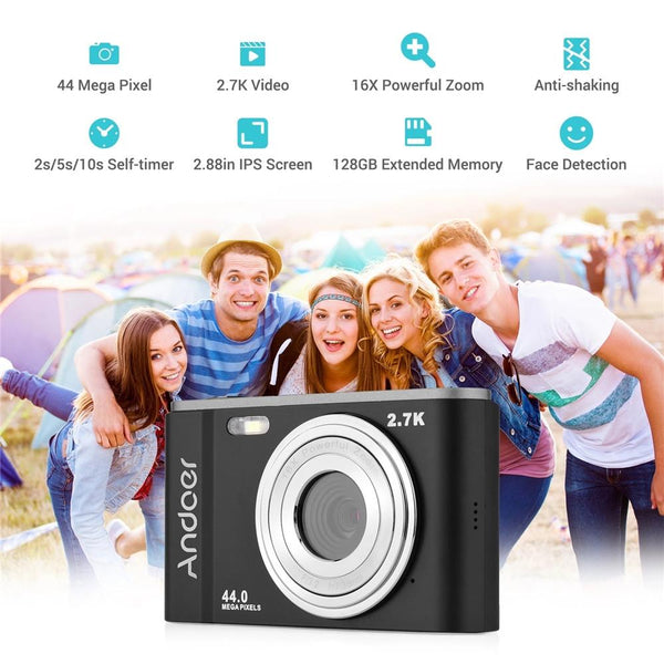2.7K Full Hd 44Mp 16X Zoom 2.88 Digital Camera For Kids Digital Cameras