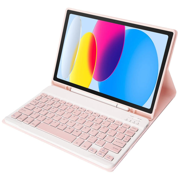 Parallel Deals Ultra Thin Bluetooth Keyboard Leather Tablet Case For Ipad 10.9 2022 With Pen Slot Pink Laptop Cases & Bags