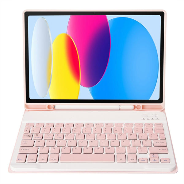 Parallel Deals Ultra Thin Bluetooth Keyboard Leather Tablet Case For Ipad 10.9 2022 With Pen Slot Pink Laptop Cases & Bags