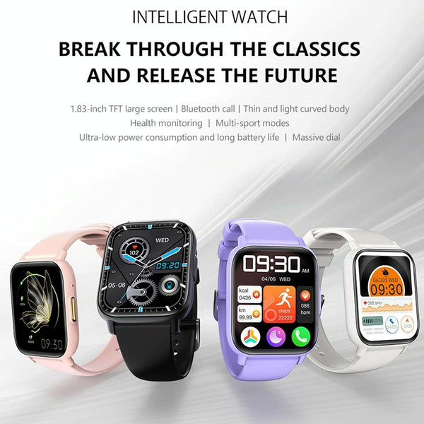 1.83 Inch Ip68 Waterproof Smart Watch Support Heart Rate Blood Oxygen Pressure Monitoring Pink Smart Watches