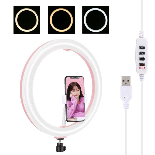 30Cm Usb Dual Colour Led Ring Light With Phone Clamp Pink Selfie Lights