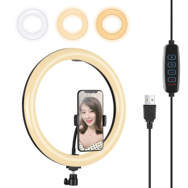30Cm Usb Dual Colour Led Ring Light With Phone Clamp Pink Selfie Lights
