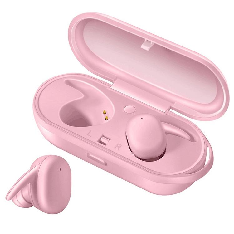 Waterproof Wireless Bluetooth Earphones With Magnetic Charging Box 300Mah Pink Earbuds