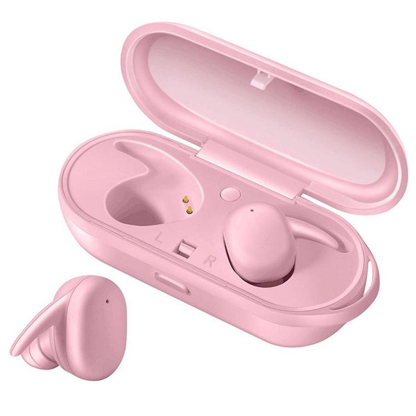Waterproof Wireless Bluetooth Earphones With Magnetic Charging Box 300Mah Pink Earbuds