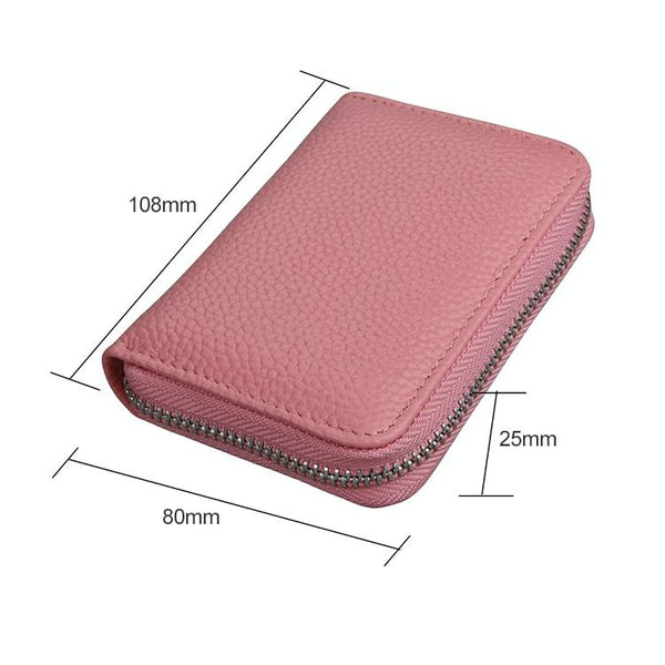 Anti Magnetic Rfid Leather Zip Wallet Zipper Closure Pink Wallets