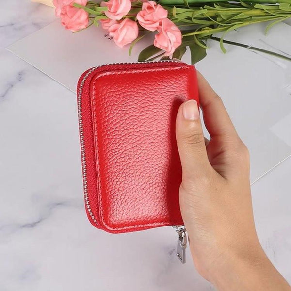 Anti Magnetic Rfid Leather Zip Wallet Zipper Closure Pink Wallets