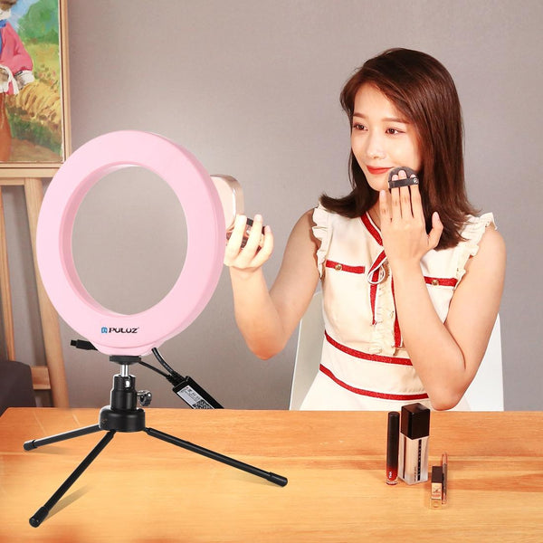 Dimmable 6.2 Usb Rgbw Led Ring Light With Cold Shoe Tripod & Remote_Pink Other Lighting & Studio