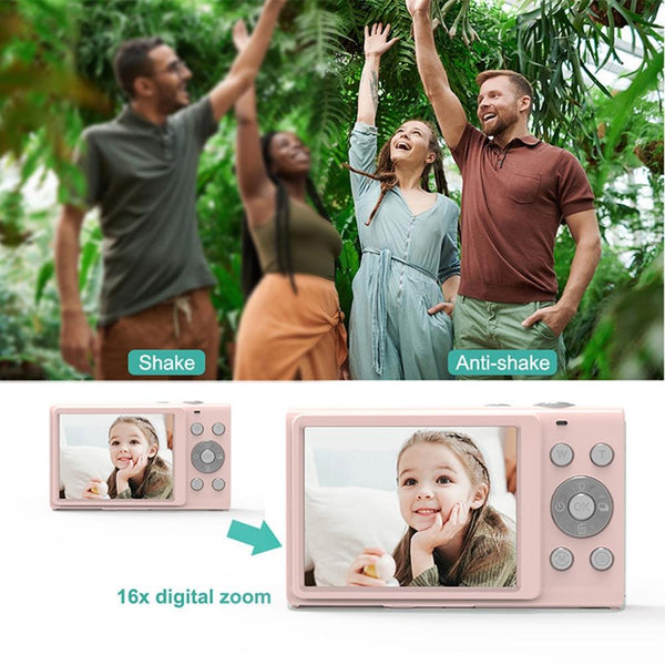 Full Hd 1080P Digital Camera With 44Mp 16X Zoom 2.4 Inch Screen For Children_Pink Digital Cameras