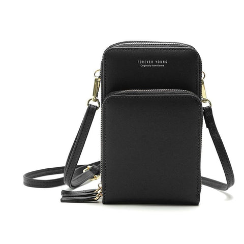 Women Pu Mobile Phone Shoulder Bag Large Capacity Black Women's Bags & Handbags