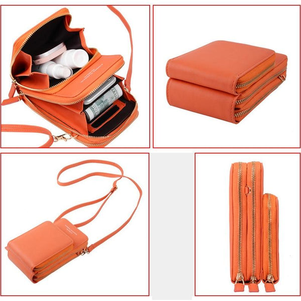 Women Pu Mobile Phone Shoulder Bag Large Capacity Black Women's Bags & Handbags