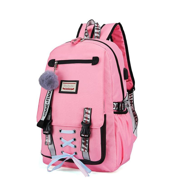 Anti Theft Usb Backpack For Sports And Leisure Pink Women Backpacks