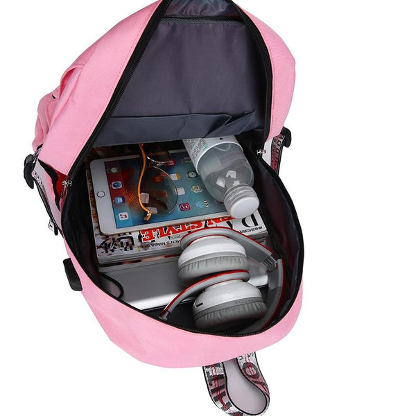 Anti Theft Usb Backpack For Sports And Leisure Pink Women Backpacks