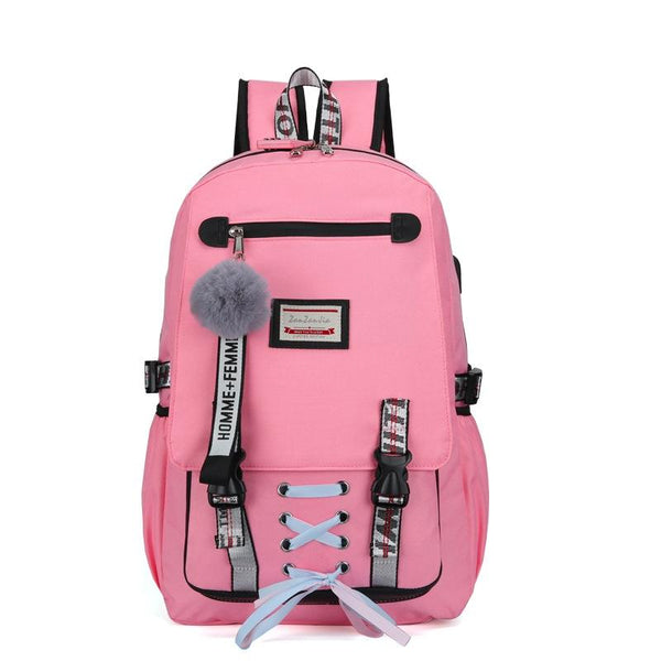 Anti Theft Usb Backpack For Sports And Leisure Pink Women Backpacks