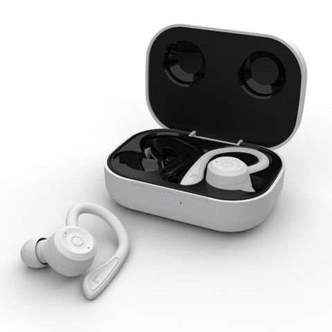 Waterproof T20 Tws Bluetooth Earphones With Charging Box And Noise Cancelling Hooks White Earbuds