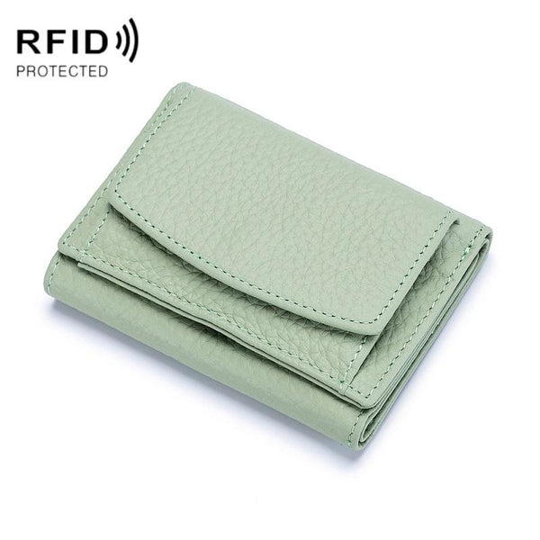 Compact Rfid Leather Coin Purse Wallet Secure & Stylish Light Green Wallets