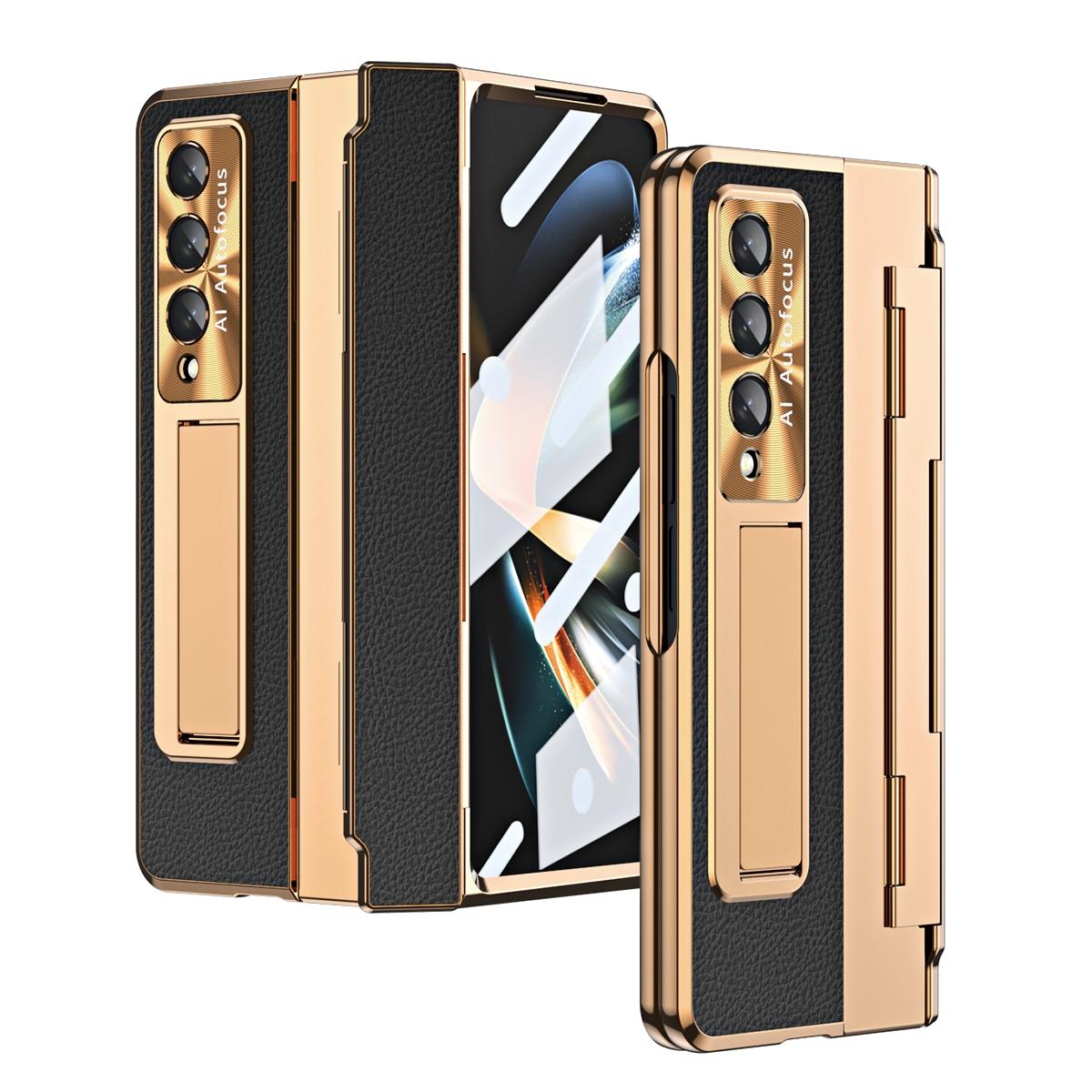 For Samsung Galaxy Z Fold4 5G Full Coverage Phone Case With Hinge Integrated Design Gold Black Other Mobile Accessories