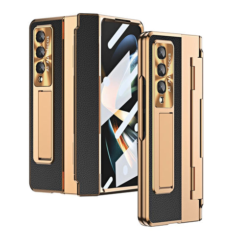 For Samsung Galaxy Z Fold4 5G Full Coverage Phone Case With Hinge Integrated Design Gold Black Other Mobile Accessories