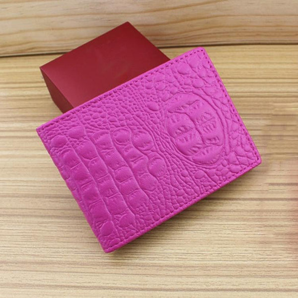 Universal Crocodile Pattern Driver License Cover With Card Slot Rose Red Wallets