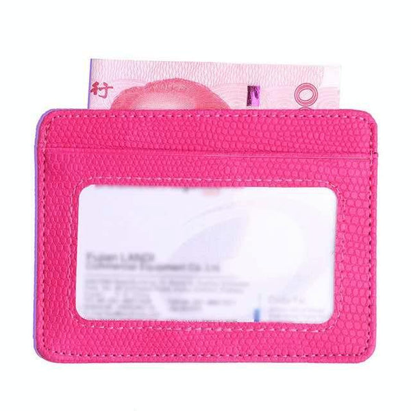 Lizard Pattern Pu Leather Card Holder Compact Bank Set Pink Wallets