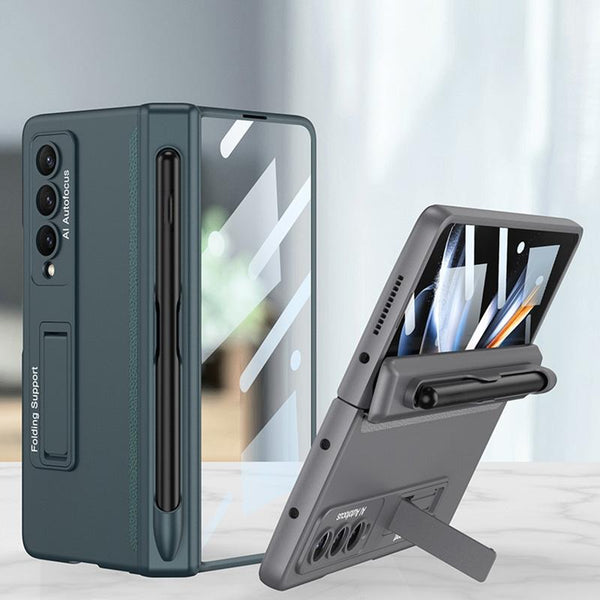 For Samsung Galaxy Z Fold4 5G Foldable Magnetic Flip Case With Holder & Pen Slot Gkk Green Cases Covers & Skins