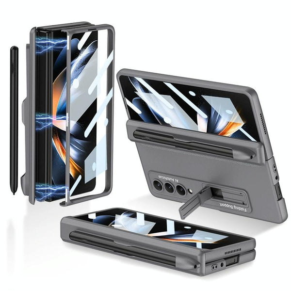 For Samsung Galaxy Z Fold4 5G Foldable Magnetic Flip Case With Holder & Pen Slot Gkk Green Cases Covers & Skins